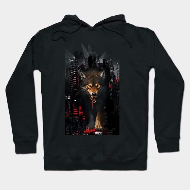 Wolf in night city Hoodie by MadToys